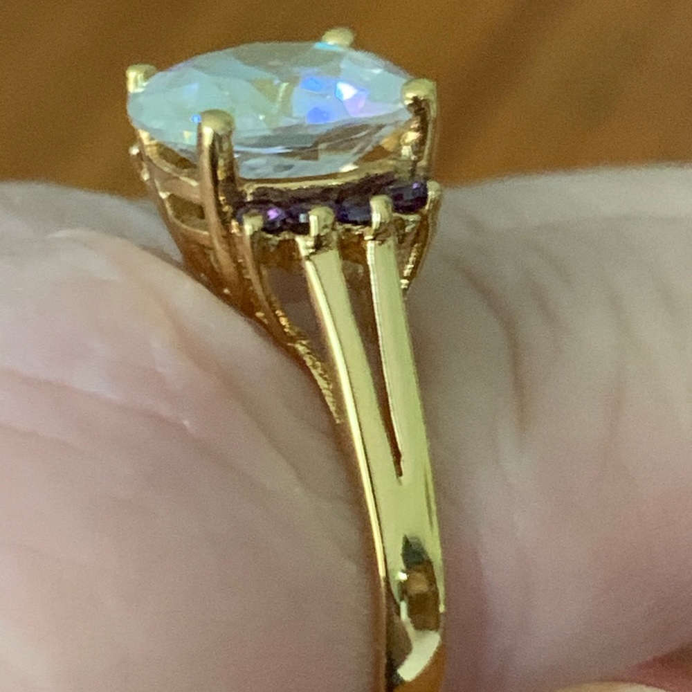 Technibond Mystic Topaz Ring Purple Stone Accents - Picture 4 of 5